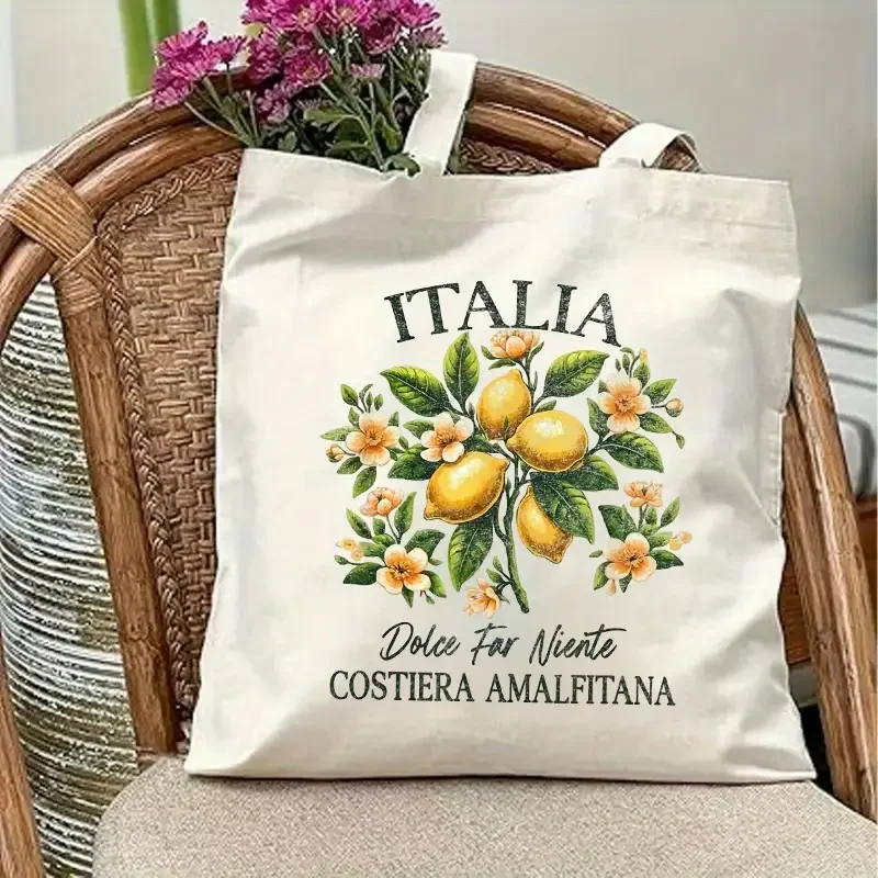 

Amalfi Coast Lemon Women'S Stylish Casual Unisex Canvas Tote Bag Shopping Bag, Daily Travel Carry, Cute Travel Shoulder Bag,