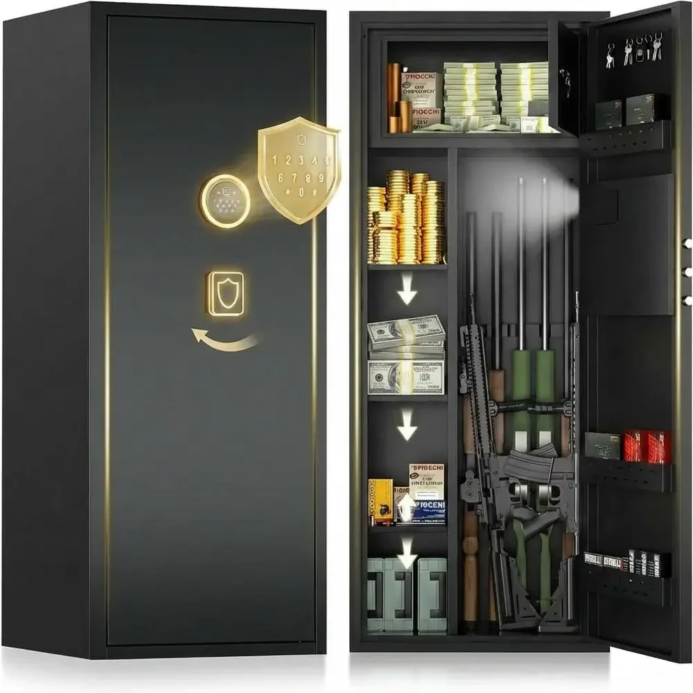 Secure 12-15 Gun Storage Cabinet with Digital Lock, Alarm, and Adjustable Shelves