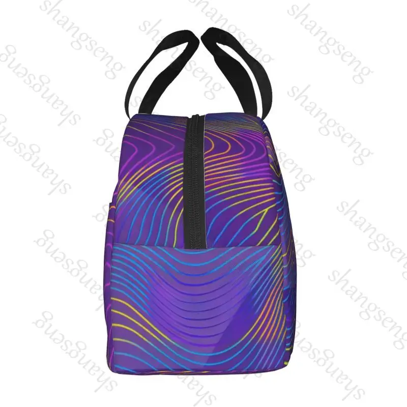 Vector color stripes Lunch Bag Insulation Bento Pack Aluminum Foil Rice Bag Meal Pack Ice Pack Student Bento Lunch Handbag