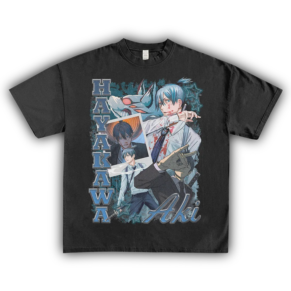 

Футболка Homage Tees Anime Sawtooth Man Akira Kinto, хлопковая, с коротким рукавом, свободного кроя, с принтом, молодежная, модная, летняя