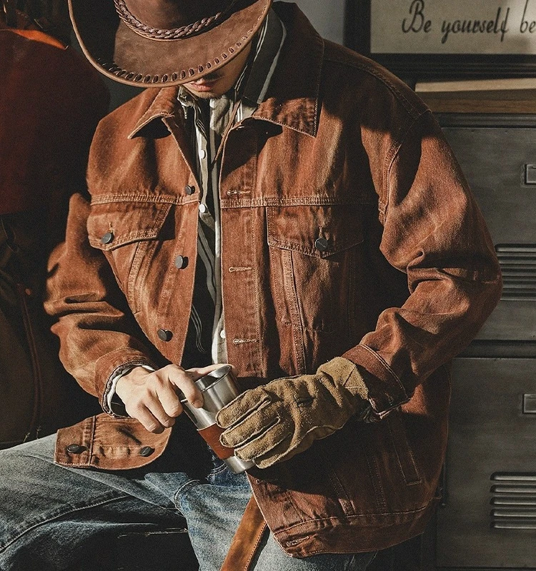 

Мужская джинсовая куртка свободного кроя в американском ретро-стиле для весны и осени, модная рабочая куртка больших размеров 300 Pou Haome