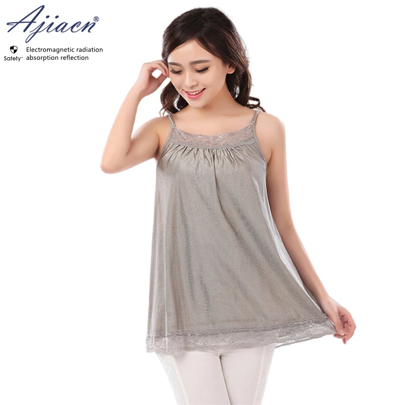 Genuine Electromagnetic radiation protective 100% silver fiber knitted fabric maternity slip dress EMF shielding camisole dress