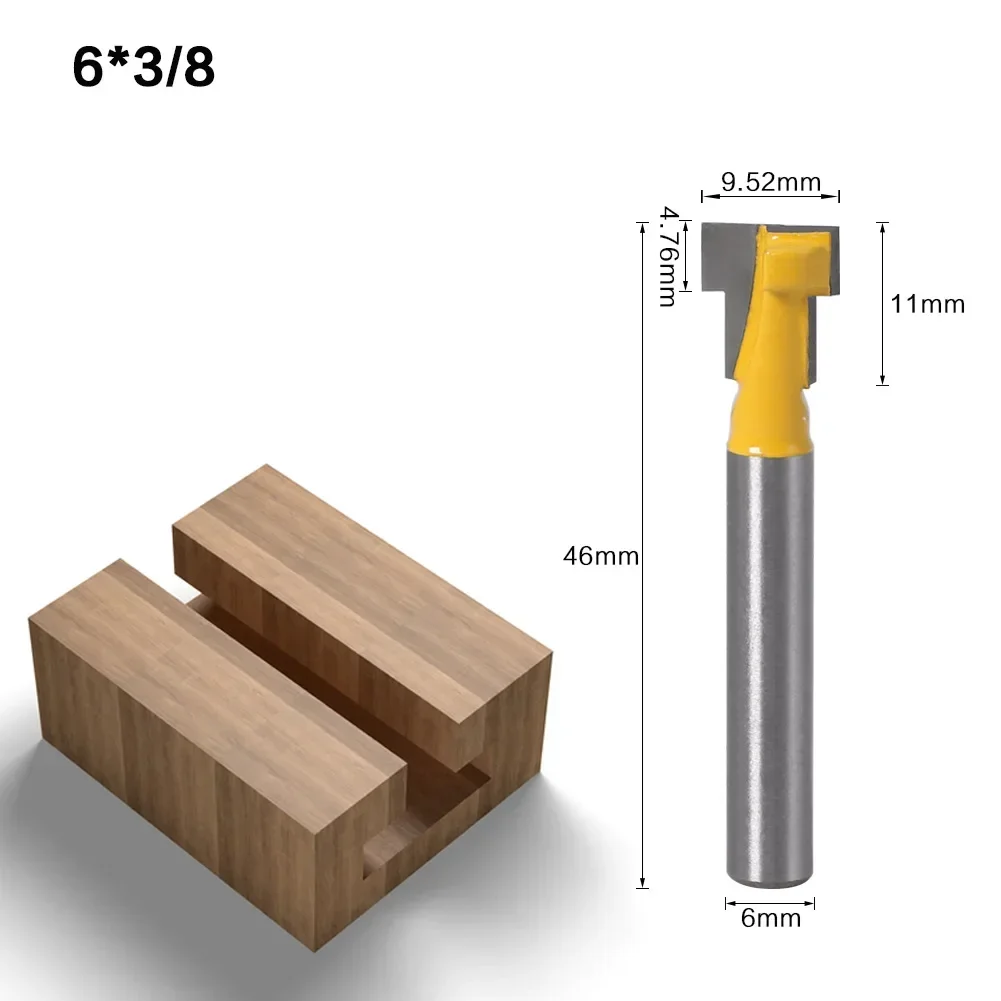 1PC 6MM Schaft Fräser Holz Carving T-Slot Fräser Router Bit Mit 3/8 "breite Hex-Bolzen Kappen Werkzeuge Für Holzbearbeitung