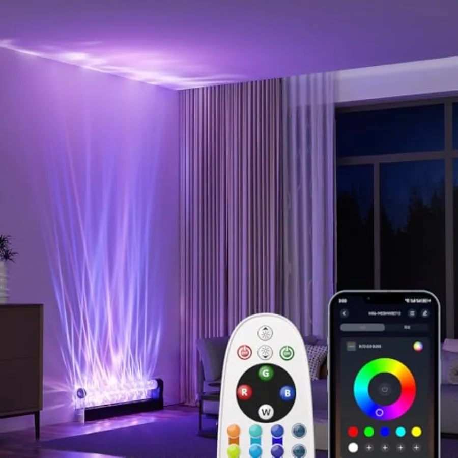 

RGB Led Light for Wall Decor, Ambient Lighting for Bedroom, Mood Lighting for Living Room, Ocean Wave Light Projector Light for