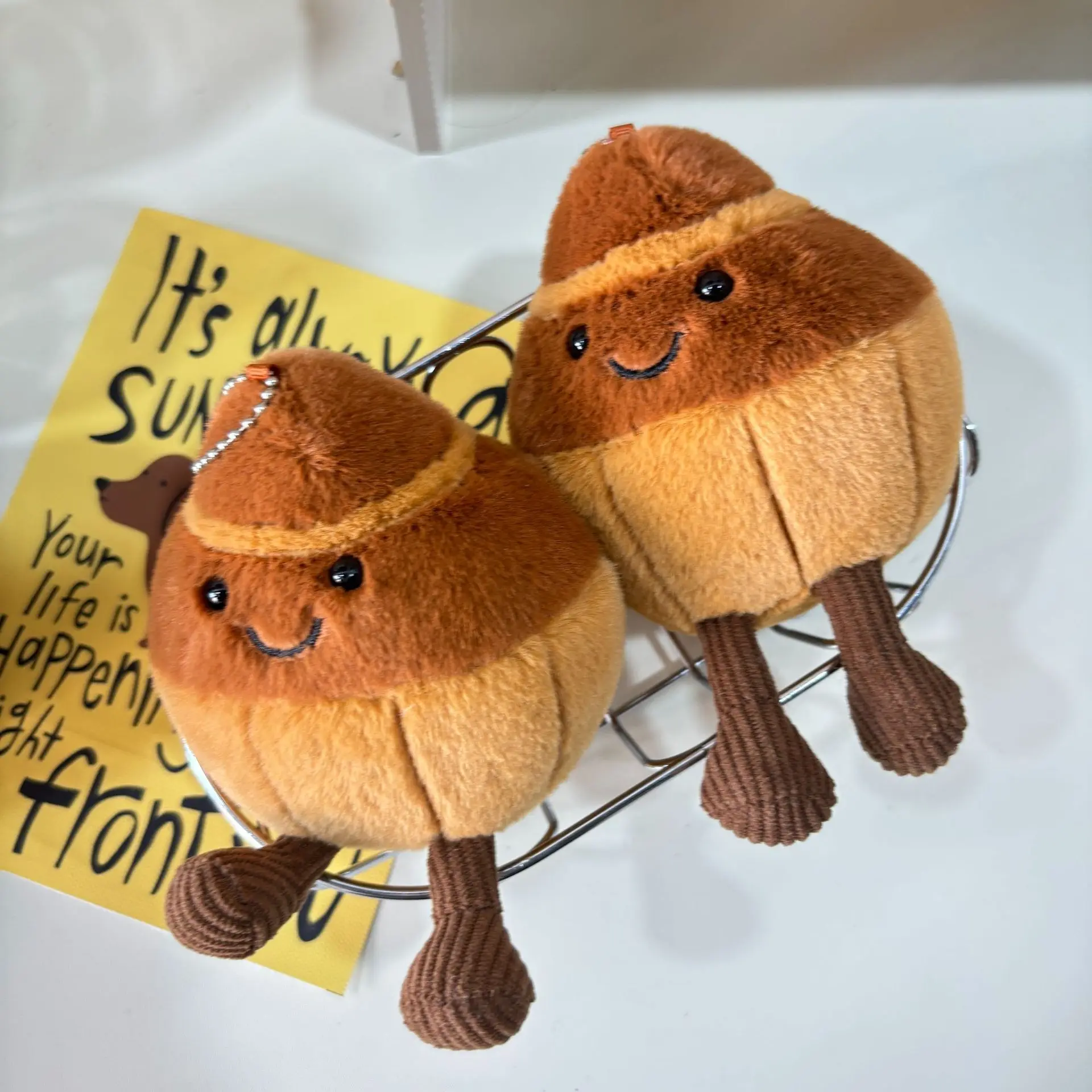 7CM Fun Bread Plush Doll Charm Keychain Brown Plush Doll Pendant Bag Decorations Accessories Doll Birthday Gift Fashion Jewelry