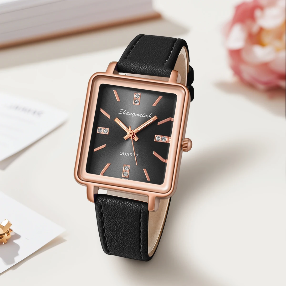 Fashionable Luxury Elegant Minimalist Women's PU Leather Quartz Wrist watch Student Business Gift