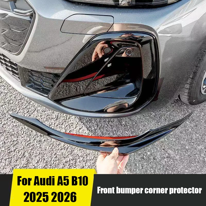 

Для Audi A5 B10 2025 2026: Защитный уголок переднего бампера на клейкой основе, материал ABS, внешняя отделка