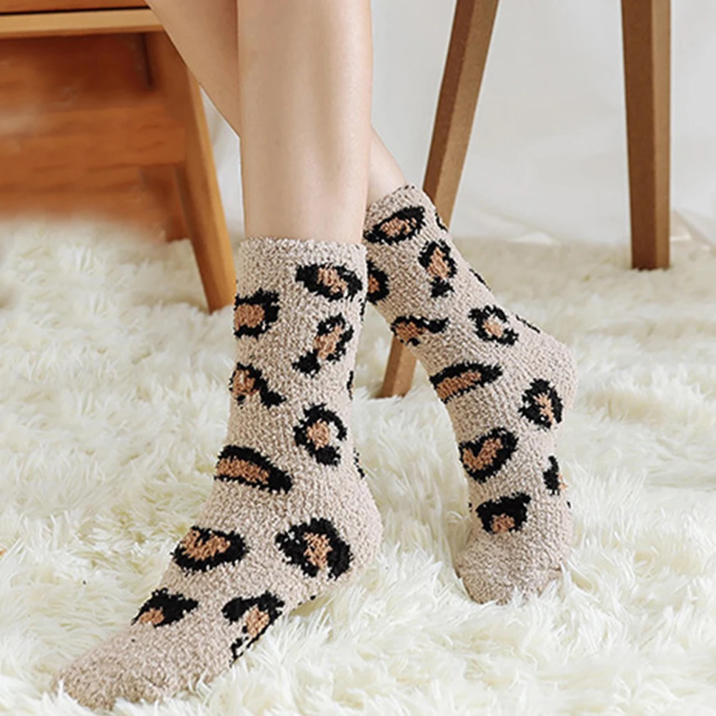 

5 Pairs Coral Fleece Socks Warm Soft Breathable Non Slip Thickened Winter Sock Sleep Socks for Women Men Youth Adults