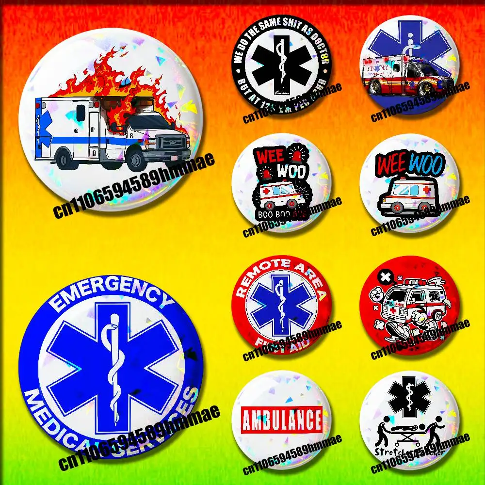 

For Star of Life Doctor Nurse EMERGENCY MEDICAL SERVICES EMT Ambulance Emblem Round Pins Insignia Badge Case Brooch Button