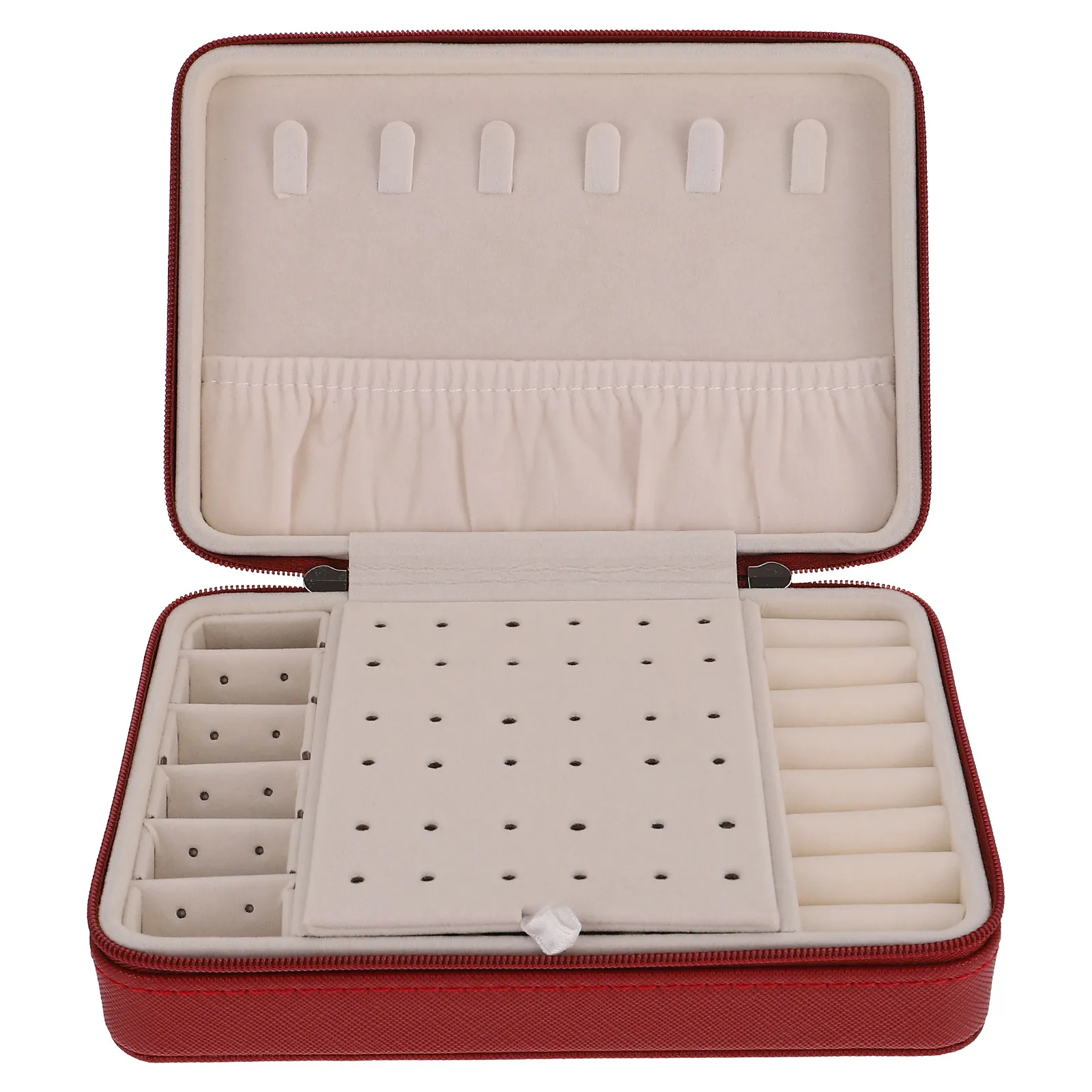 

Delicate Jewelry Organizer Box Portable Travel Case Unique Design Smooth Surface Comfortable Texture Couple Rings Watches