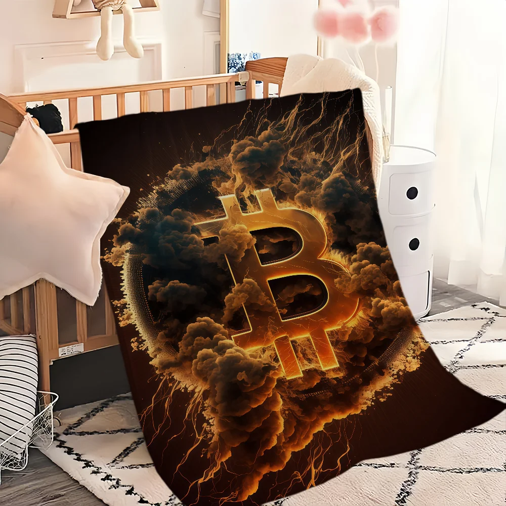B-Bitcoin Money Blanket Blanket for Couch Sofa Travel Home Picni Flannel Blanket birthday gift Warm Comfortable
