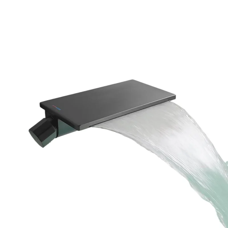 

All copper bathtub faucet surface mounted wall-mounted seamless storage hot and cold waterfall bathtub faucet