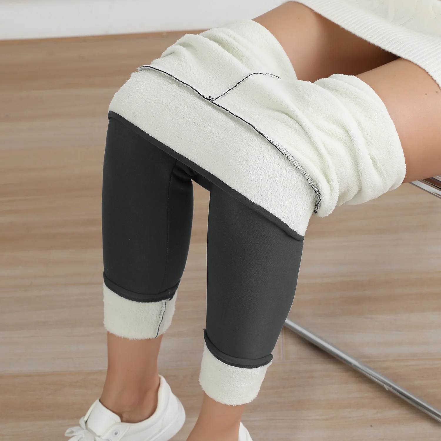 Herbst Winter Warme Fleece Frauen Leggings Samt Verdicken Hohe Taille Strumpfhosen Elastische Dünne Einfarbig Leggings Verhindern Kalte Strumpfhosen