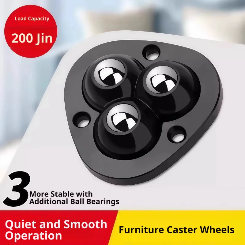 4pcs Paste Universal Wheel No Noise Self Adhesive Universal Pulley Rotating Wheels for Trash Can Bottom Kitchen Small Appliances