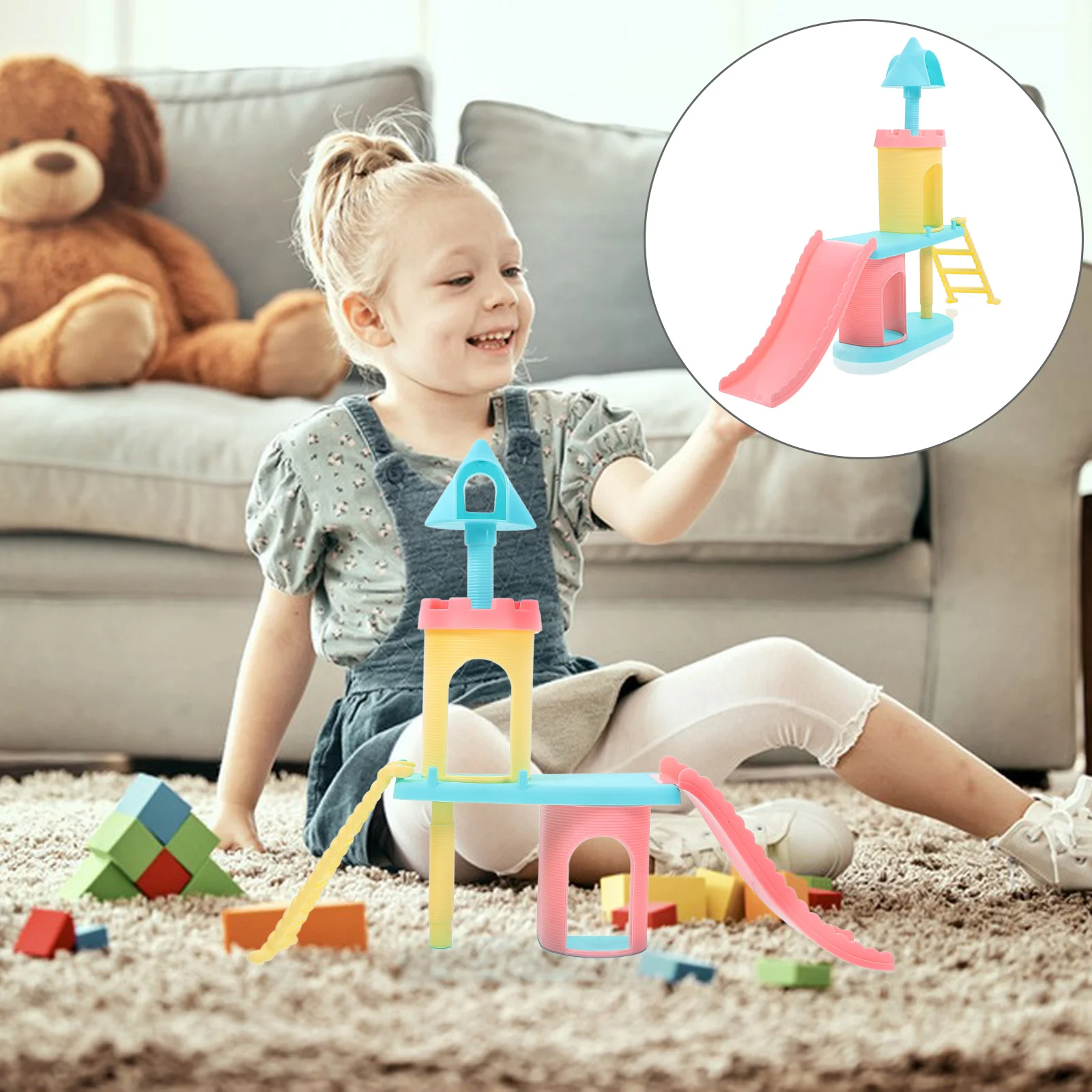 Slide Track Castle Playing Playground Model Decorations House Ornament Child Dollhouse Playset Toys for Kids