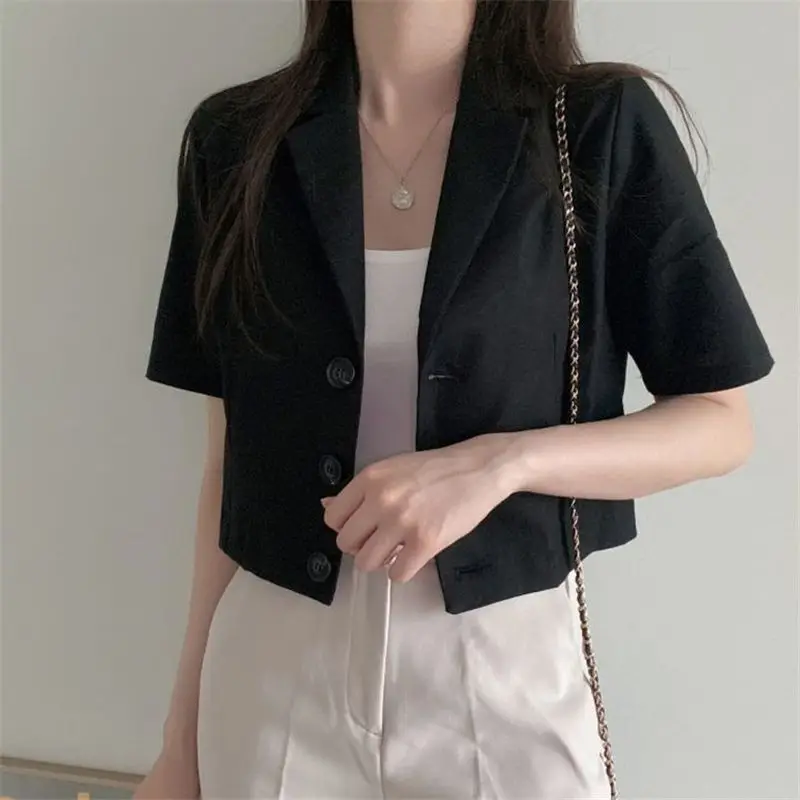 UNXX Elegant Solid Thin Coats Women Summer Blazer 2024 New Casual Half Sleeve Outwear Female Single Button Overcoats Tunic Tops