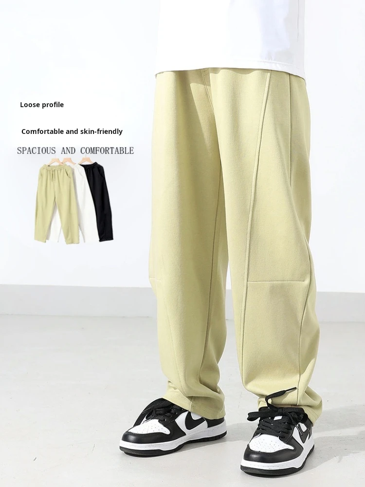 

Осенние корейские брюки для мальчиков 2024, детские свободные брюки для бега, свободный подол, свободный крой, драпированные спортивные штаны, повседневные брюки для детей от 5 до 12 лет