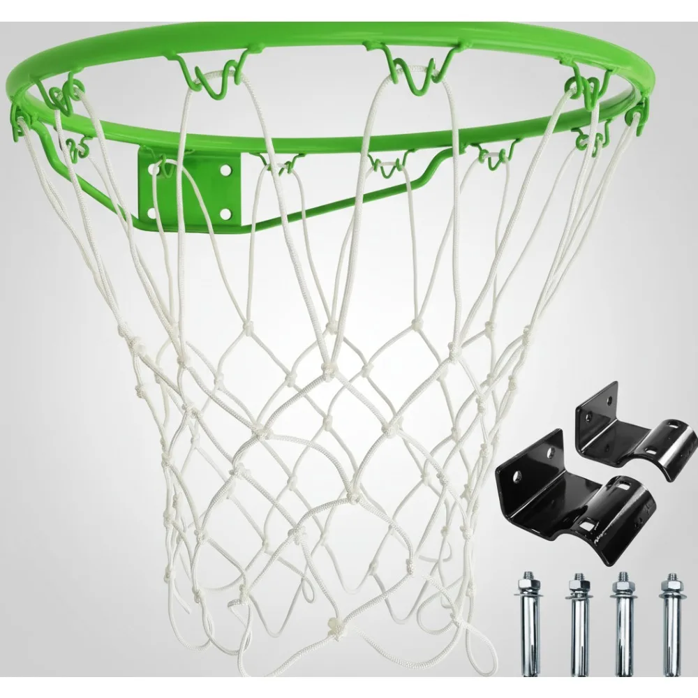 

Замена батутного баскетбольного кольца на 14/16 футов, кольцо для настенного крепления с крючками для использования в помещении и на открытом воздухе, зеленый цвет