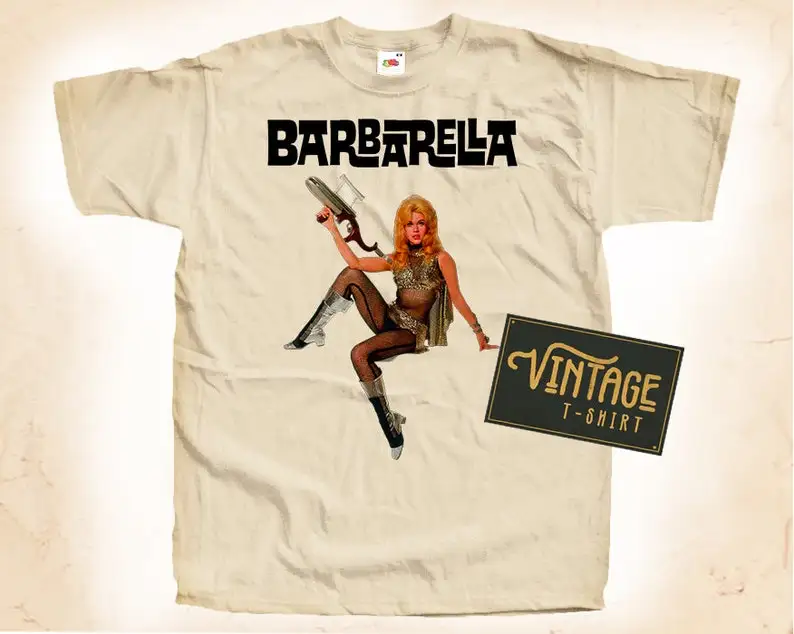 Barbarella Queen V3 T shirt Tee Natural Vintage Cotton Movie Poster All Sizes