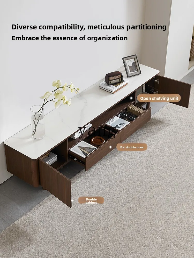 LH new Chinese tempered glass coffee table TV cabinet combination living room solid wood foot table