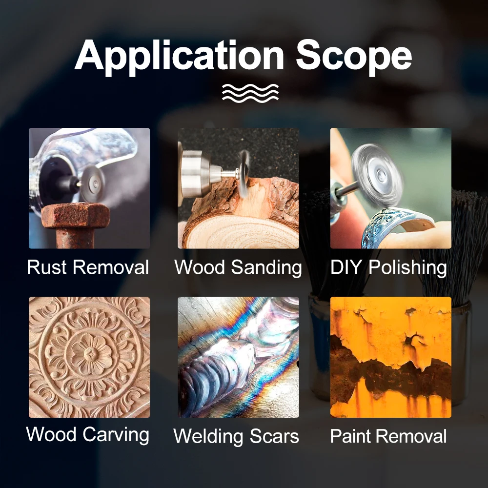 CMCP 10 قطعة 22 مللي متر تلميع فرشاة سلك مجموعة 3.0 مللي متر عرقوب الفولاذ المقاوم للصدأ/النايلون/النحاس لتلميع طحن لأدوات دريمل الدوارة #5