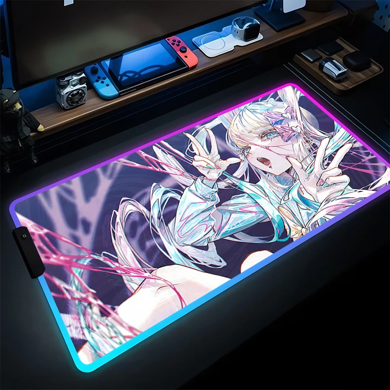 

Mouse Pad RGB Laptop Gaming Dywan Gamer Keyboard Pad Needy Girl Overdose Desktop Mat LED Carpet PC Kawaii Mousepad For Computer