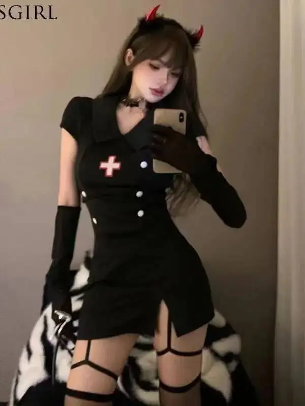 Sexy Lingerie Pure Desire Cosplay Nurse Uniform Passionate Bodycon Dress Set Halloween Maid Uniform Dress Charming Elegant NB2M