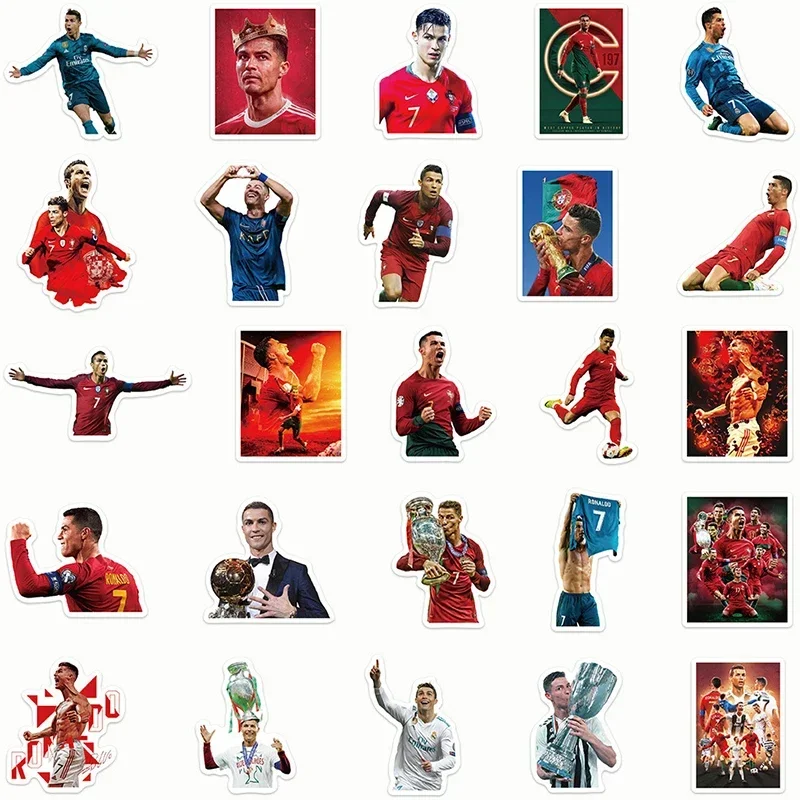 50 pièces Football Star Cristiano Ronaldo Graffiti autocollants planche à roulettes ordinateur guitare coque de téléphone décoration autocollant étanche