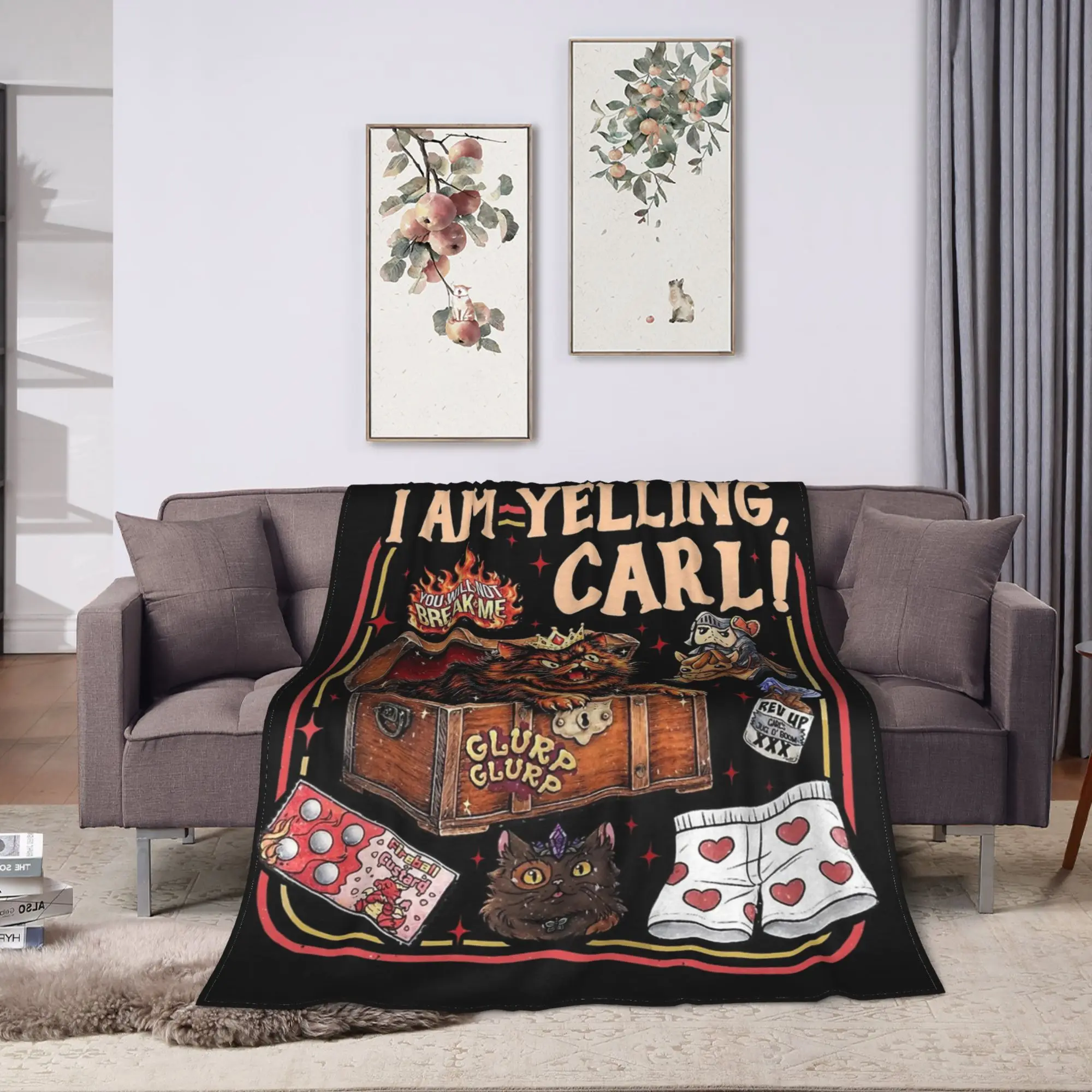 I Am Yelling Carl Funny Donut Cat Blanket Velvet Dungeon Crawler Carls Breathable Warm Throw Blanket for Home Outdoor Quilt