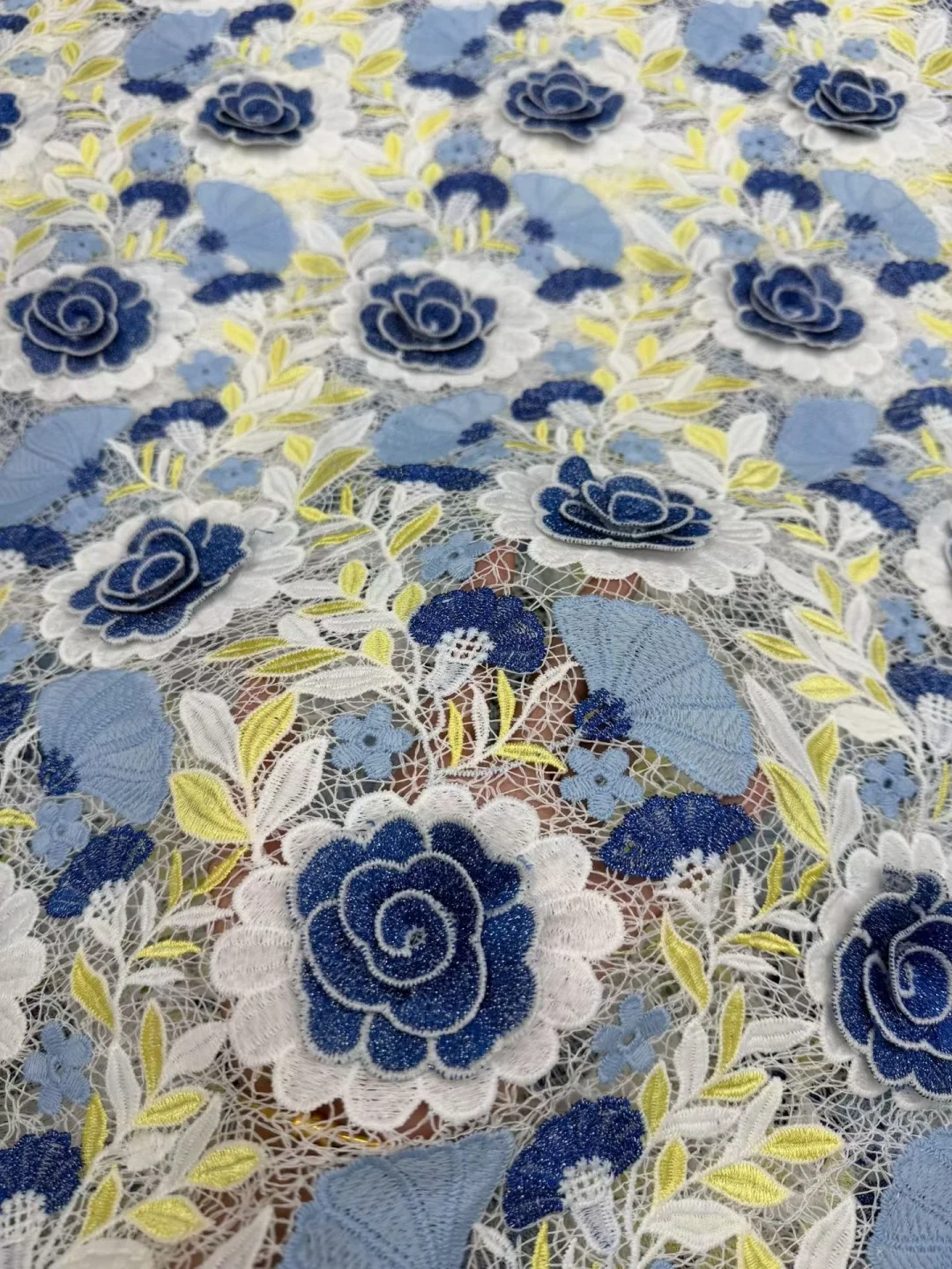 OLEVO African Guipure Fabric 3D Embroidery Cord Lace Flower Lurex Water Soluble Traditional Senegal Clothing Fashionable Sewing