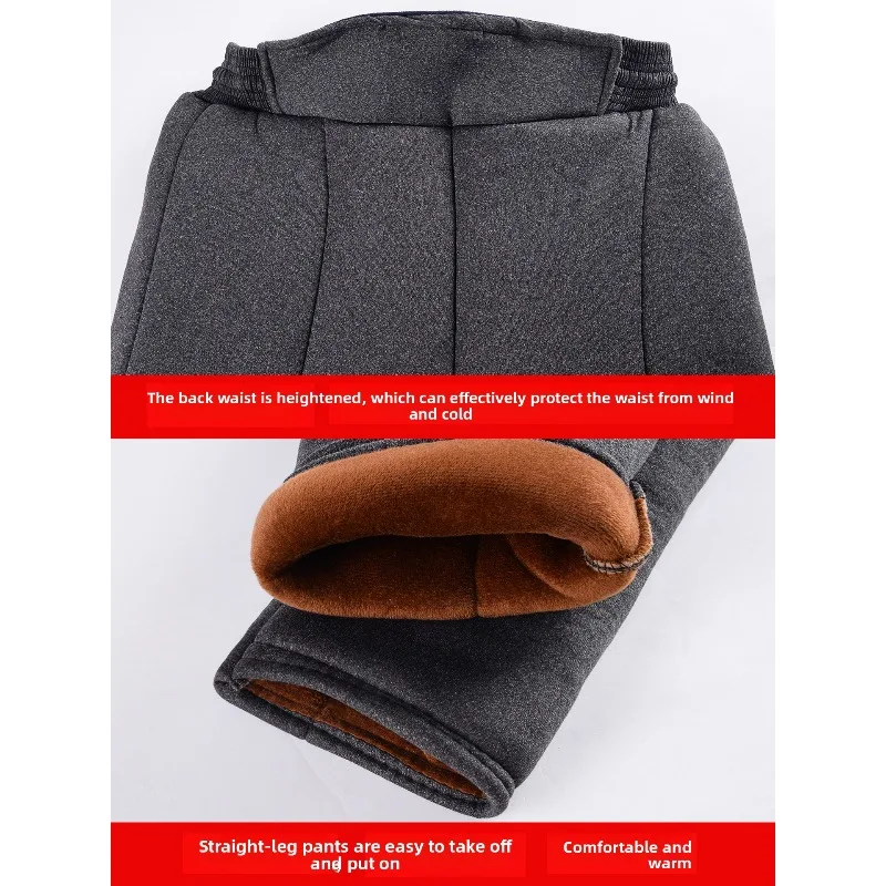 الشتاء السراويل الحرارية كبار السن الرجال عالية الخصر العميق المنشعب السراويل الدافئة أبي القطن صوف مبطن سميكة الركبة حماية الطقس