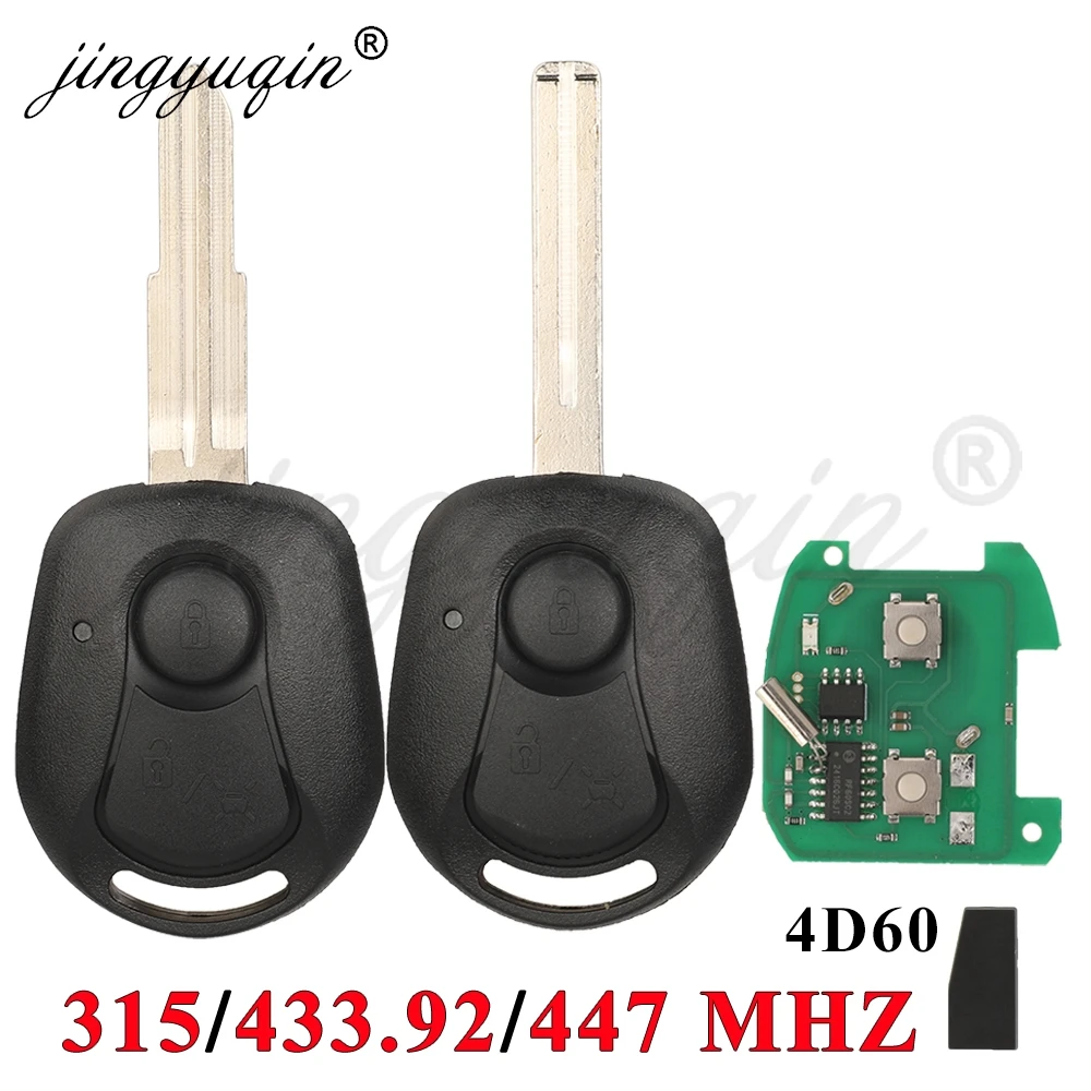 jingyuqin 2 Buttons 315Mhz 433.92Mhz 447 MHZ 4D60 Chip Remote Head Car Key For Ssangyong Actyon Kyron Actio Rexton Replacement