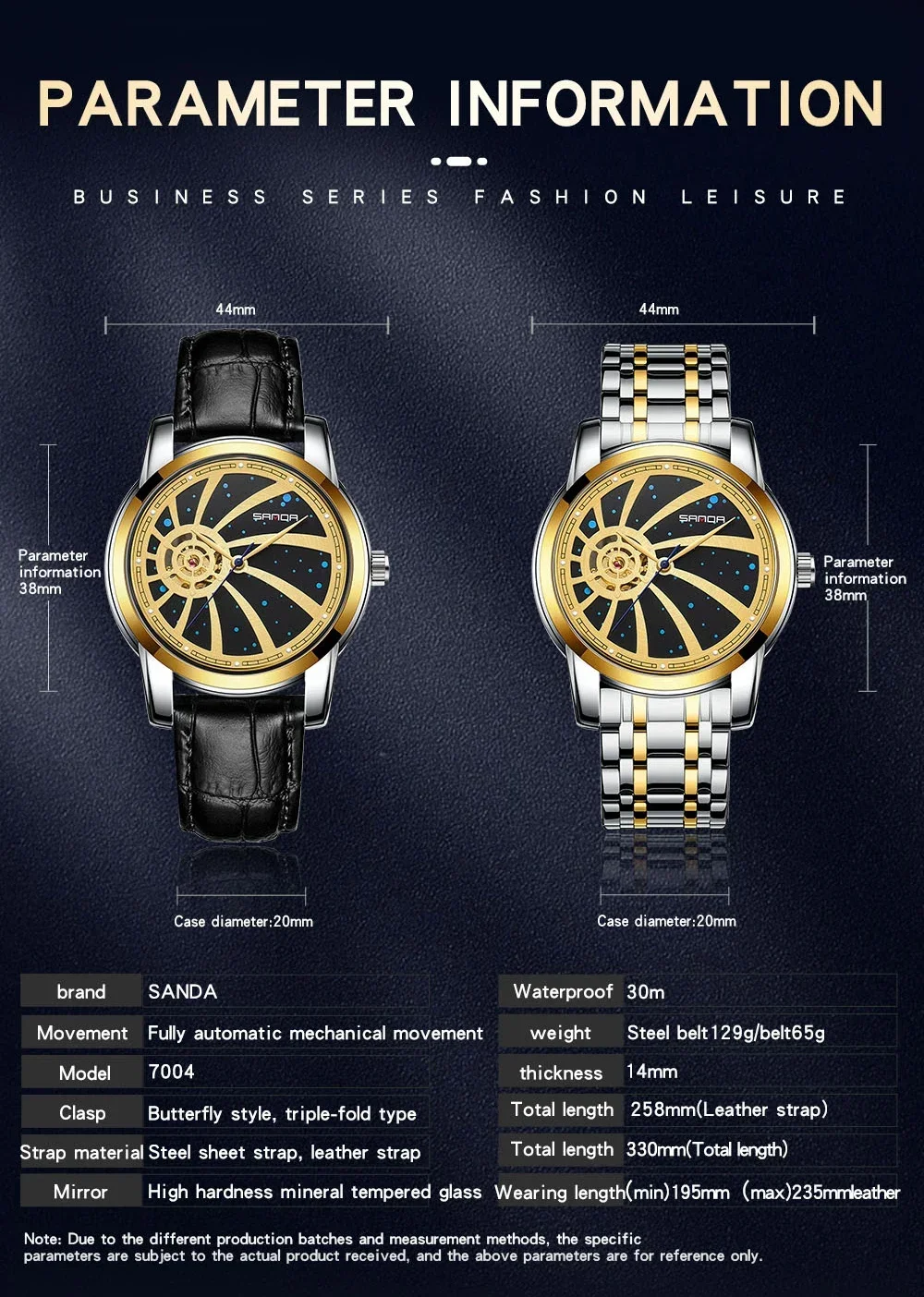 SANDA New Trend Mens Watches Fashion Luminous Waterproof Automatic Mechanical Watch Luxury Personality Relogio Masculino 7004