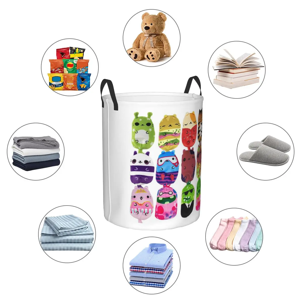 Cats Vs Pickles Folding Laundry Baskets Dirty Clothes Sundries Storage Basket Large Waterproof Box