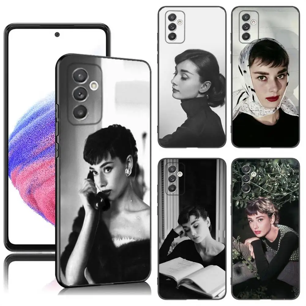 

A-Audrey H-Hepburn Phone Case For Samsung S24,23,22,30,21,10,9,Ultra,Plus,Lite,FE,5G Black Soft Case