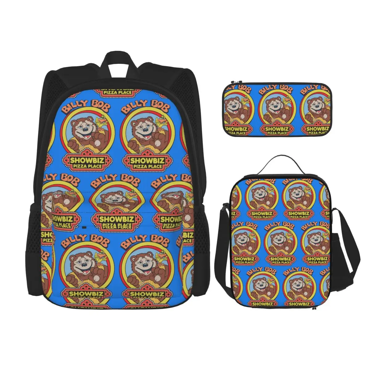 Showbiz Pizza Billy Bob Backpacks Kids Bookbag School Bags Rucksack Lunch Bag Pen Bag Three-Piece Set