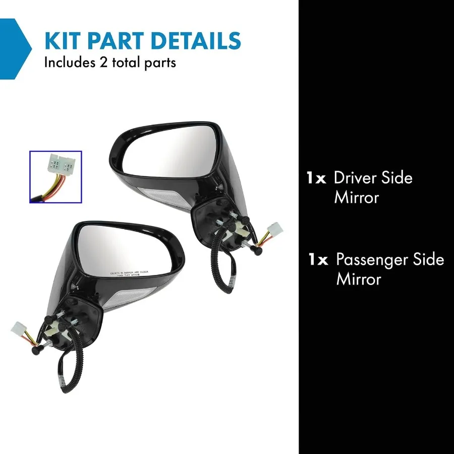 مجموعة مرآة جانبية للسائق والركاب مكونة من قطعتين مع وظيفة تسخين قابلة للتعديل الكهربائي بدون ميزة الذاكرة بلمسة نهائية سوداء C #2