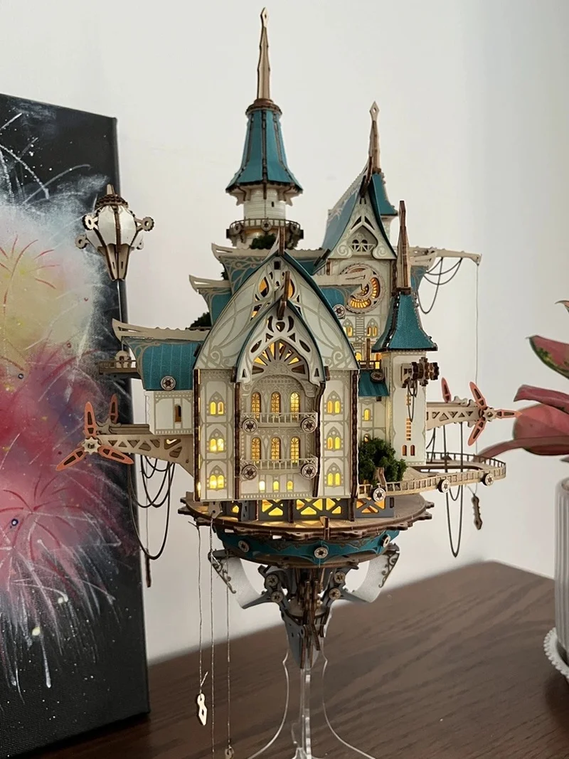 لعبة مجسمة لبناء الهواء من Fantasy Steam City مصنوعة يدويًا ثلاثية الأبعاد لمقصورة تجميع الهواء للعب والتجميع الإبداعي #5