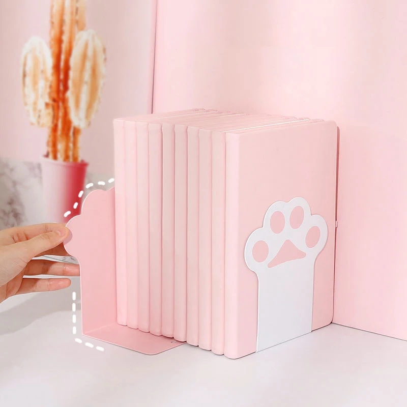 2Pcs Creative Cat Paw Bookends Kawaii Antiskid Book Organizer Desk Book Support Korean Students Stationery School Office Supply