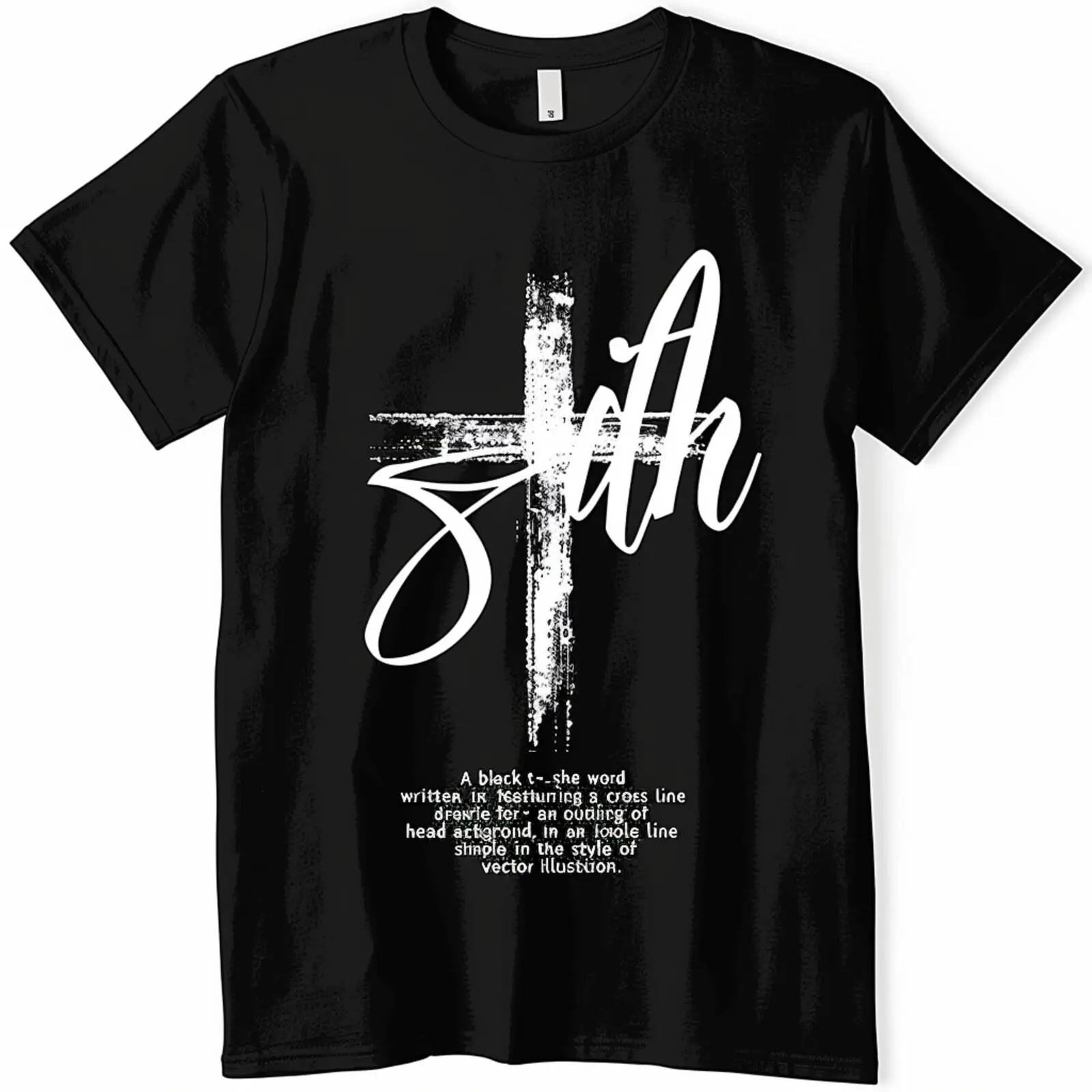 

Faith Cross Head Outline Vector Black TShirt Simple Line Style Tee