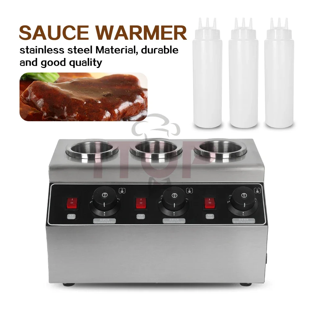 650ml One Head Two Head And Three Head Molho Mais Quente New Arrival Filling Spread Warmer with 3 Squeeze Bottles Sauce