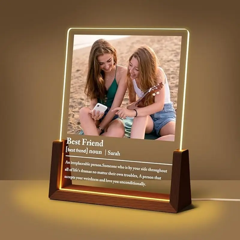 

Personalized Best Friend Birthday Gifts, Friendship Gifts for Women, Custom Best Friend Picture Frame with Acrylic Night Light,