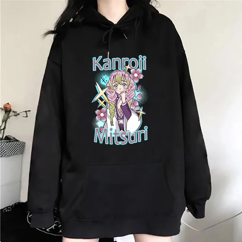 Anime Kanroji Mitsuri Print Sweatshirt Women\'S Casual Top Harajuku Fashion Hooded Sweatshirt Long Sleeve Pullover