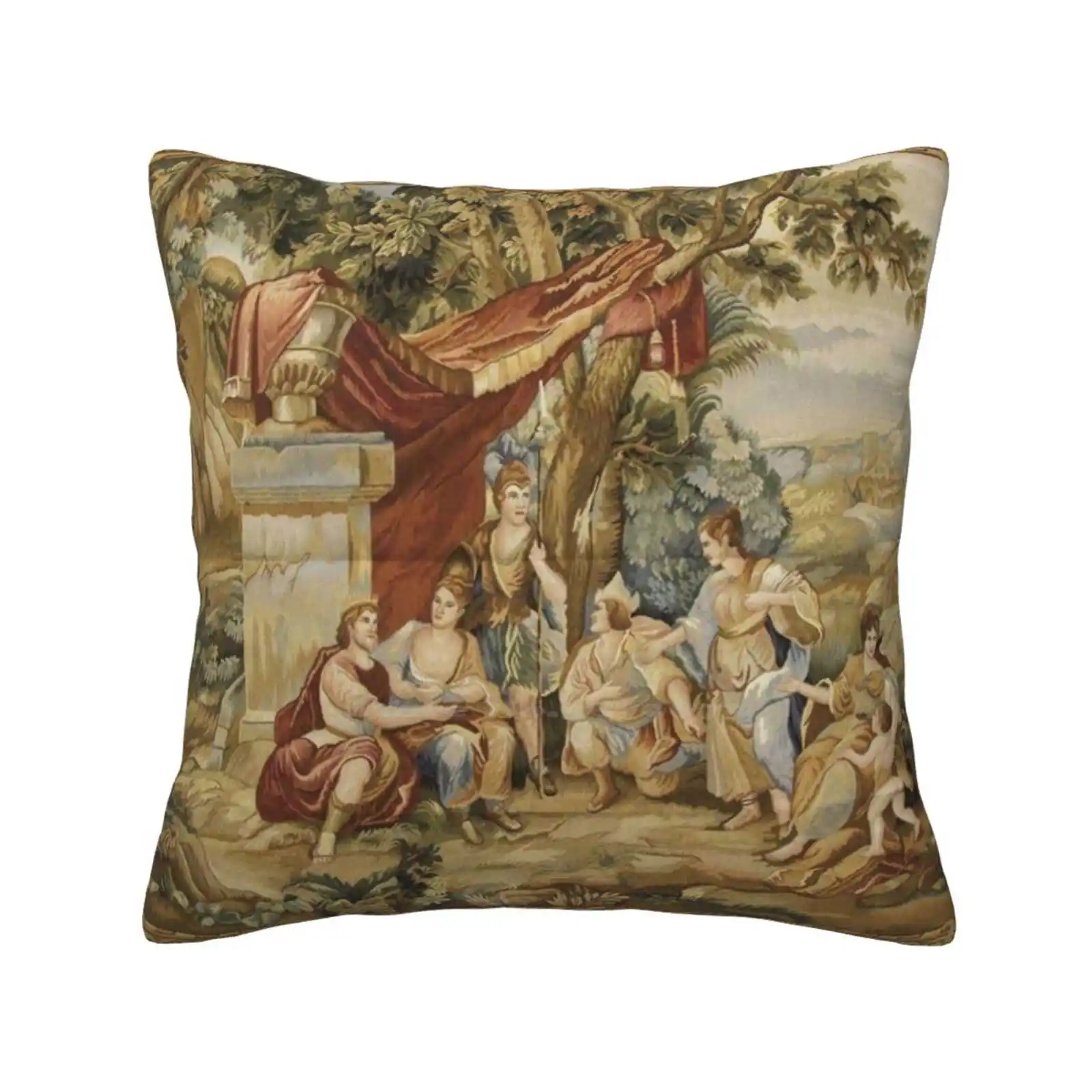 

Antique Aubusson French Tapestry 18th Century Garden Scene Pillow Cover Hug Pillowcase Vintage Retro Historical Antique