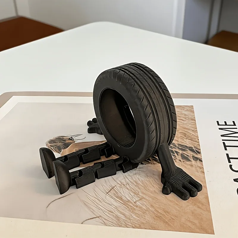 1PC Articulated Seated Tire Buddy Sculpture Collectible Figure for Car Interior Desktop Computer Home Decor Unique Gift for Rela