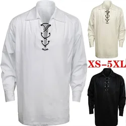 Men's Fashion Casual Long-Sleeved Shirt Top Shirt Dry Medieval Kelp Clothing Role-Playing Top