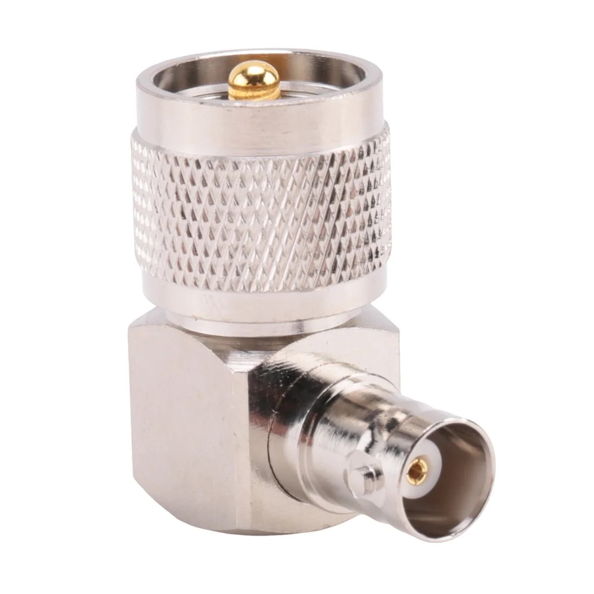 Uhf Pl259 PL-259 Man Naar Bnc Vrouwelijke Haakse Rf Adapter Connector, Zilver