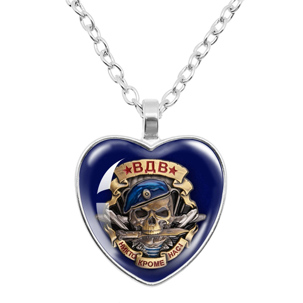 Retro Russian 76 Airborne Division Vdv Fashion Heart Shaped Pendant Necklace For Women's Birthday Gift Jewelry