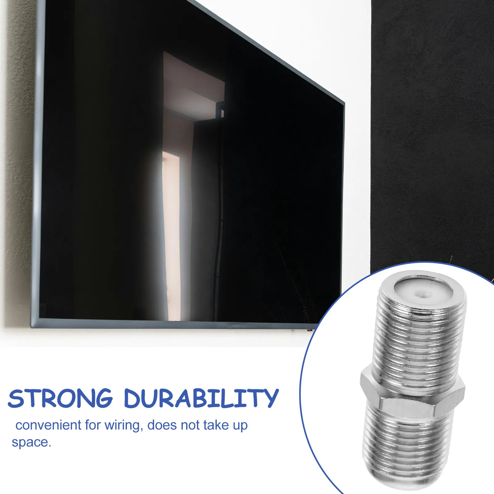 10Pcs TV Connection F-Type Coaxial Cable Female to Female Thread Adapter Coaxial Cable Extension Connector High Durability