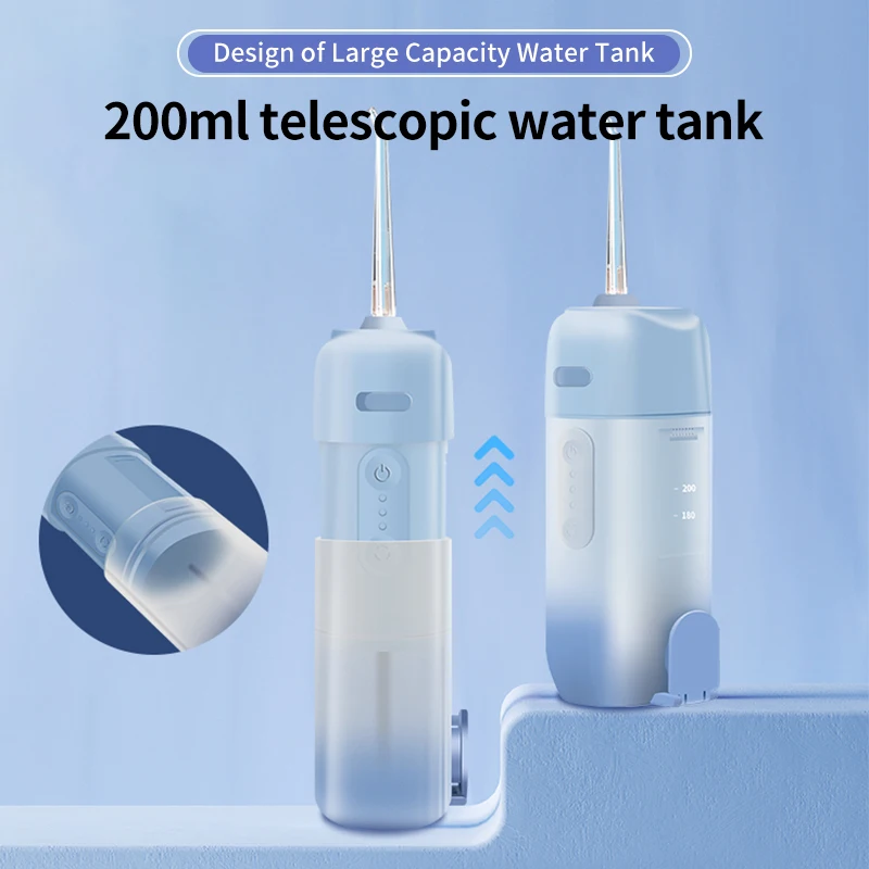 Draagbare Dentale Waterflosser Orale Irrigator Usb Oplaadbare Waterzijde Jet Tand Pick 4 Tips 200Ml Mondwasmachine